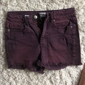 Maroon jean shorts